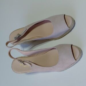 PASEART Women's Pink Leather Espadrille Wedge Sandals Size 40